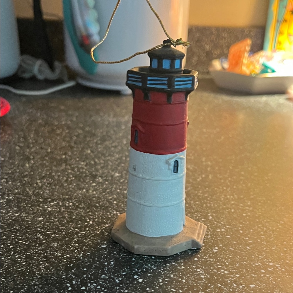 Red and White Lighthouse Ornament